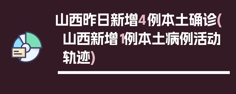 山西昨日新增4例本土确诊(山西新增1例本土病例活动轨迹)