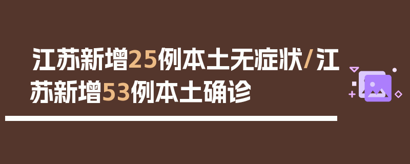 江苏新增25例本土无症状/江苏新增53例本土确诊