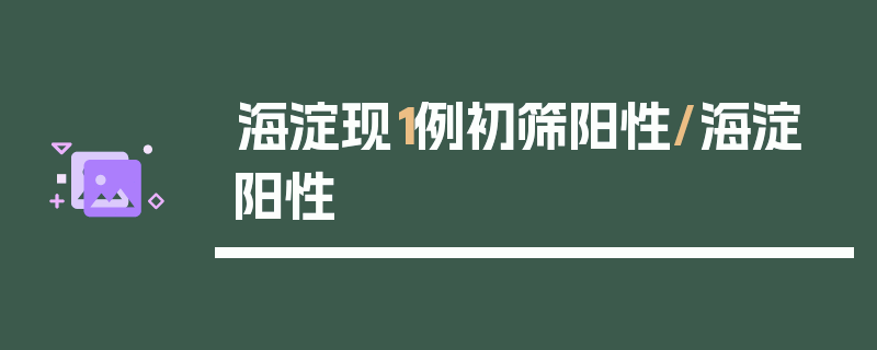 海淀现1例初筛阳性/海淀 阳性