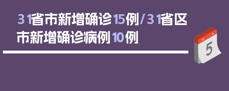 31省市新增确诊15例/31省区市新增确诊病例10例
