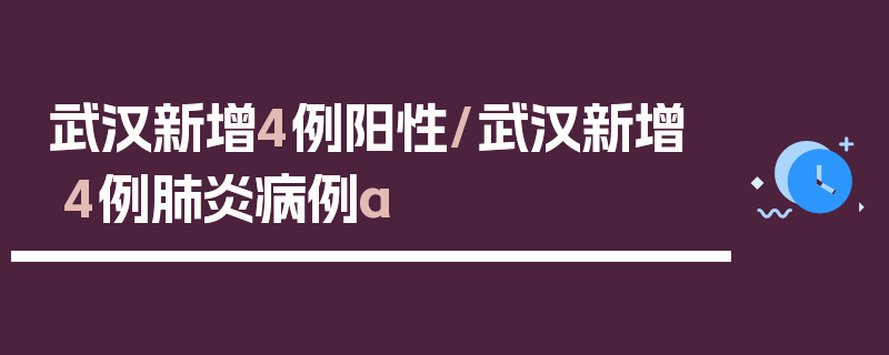 武汉新增4例阳性/武汉新增4例肺炎病例a