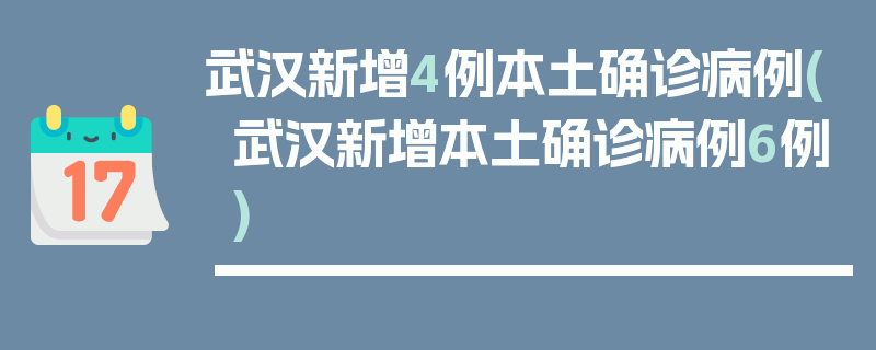 武汉新增4例本土确诊病例(武汉新增本土确诊病例6例)