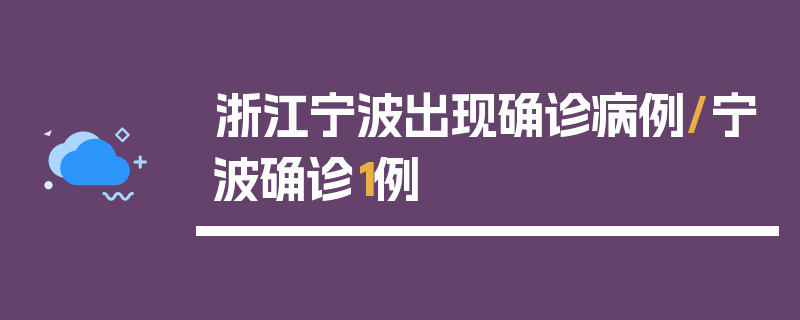 浙江宁波出现确诊病例/宁波确诊1例