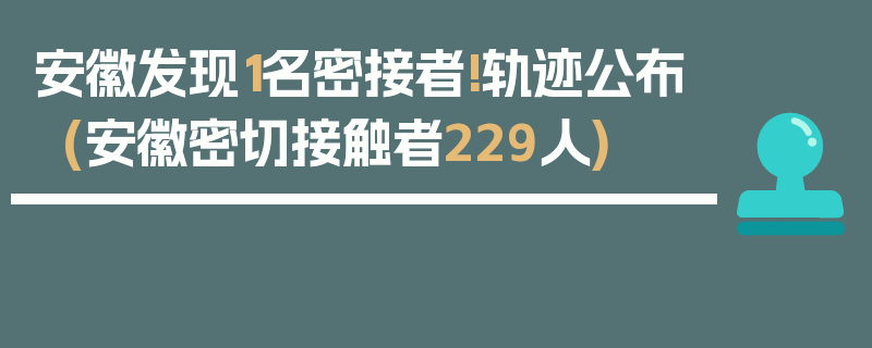 安徽发现1名密接者!轨迹公布(安徽密切接触者229人)