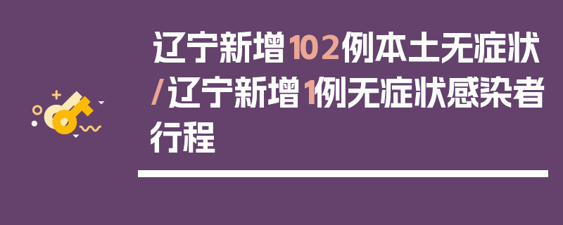 辽宁新增102例本土无症状/辽宁新增1例无症状感染者行程