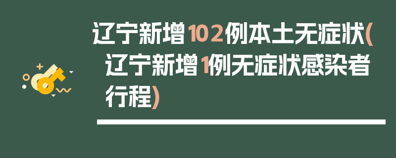 辽宁新增102例本土无症状(辽宁新增1例无症状感染者行程)