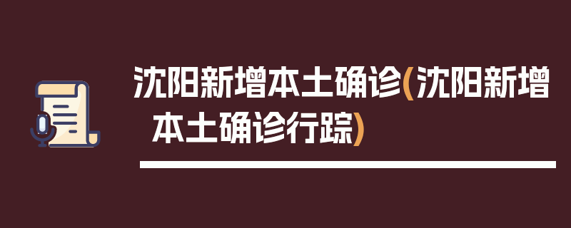 沈阳新增本土确诊(沈阳新增本土确诊行踪)