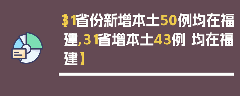 【31省份新增本土50例均在福建,31省增本土43例 均在福建】