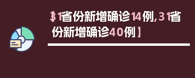 【31省份新增确诊14例,31省份新增确诊40例】