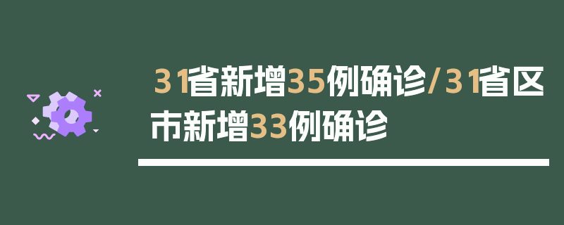 31省新增35例确诊/31省区市新增33例确诊