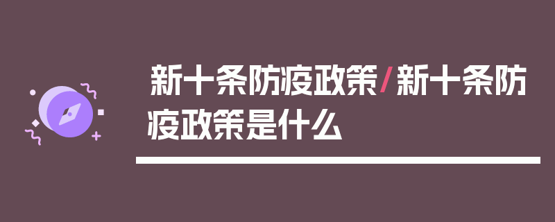新十条防疫政策/新十条防疫政策是什么