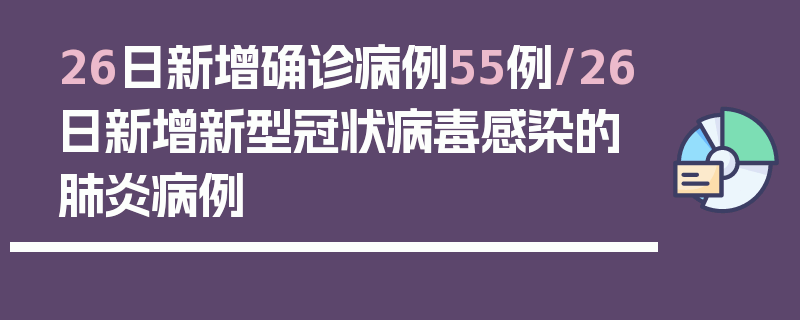 26日新增确诊病例55例/26日新增新型冠状病毒感染的肺炎病例