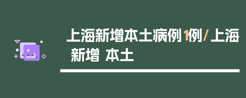 上海新增本土病例1例/上海 新增 本土
