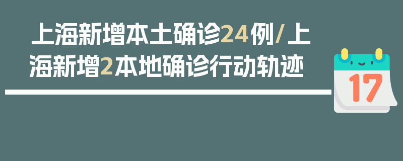 上海新增本土确诊24例/上海新增2本地确诊行动轨迹