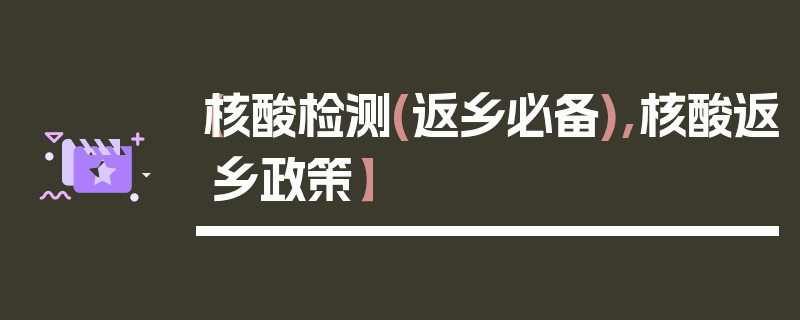 【核酸检测(返乡必备),核酸返乡政策】