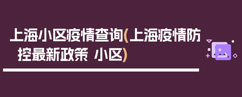 上海小区疫情查询(上海疫情防控最新政策 小区)