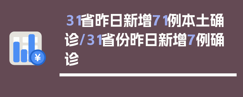 31省昨日新增71例本土确诊/31省份昨日新增7例确诊