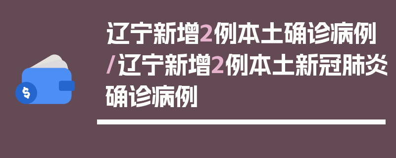 辽宁新增2例本土确诊病例/辽宁新增2例本土新冠肺炎确诊病例