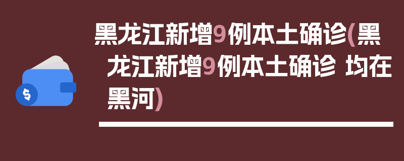 黑龙江新增9例本土确诊(黑龙江新增9例本土确诊 均在黑河)