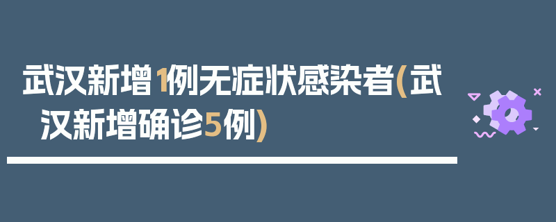 武汉新增1例无症状感染者(武汉新增确诊5例)