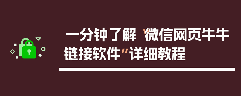 一分钟了解“微信网页牛牛链接软件”详细教程