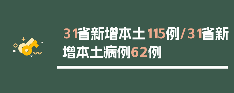 31省新增本土115例/31省新增本土病例62例
