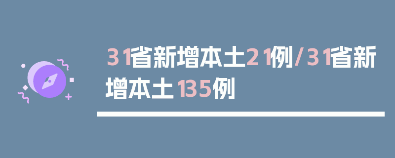 31省新增本土21例/31省新增本土135例
