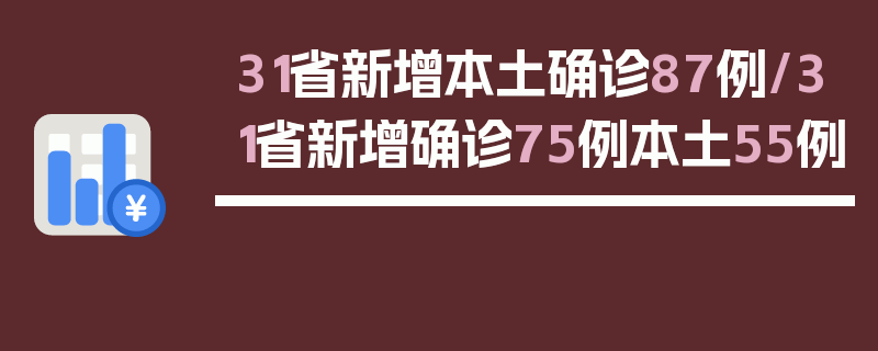 31省新增本土确诊87例/31省新增确诊75例本土55例