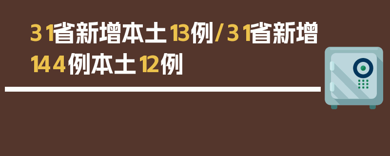 31省新增本土13例/31省新增144例本土12例