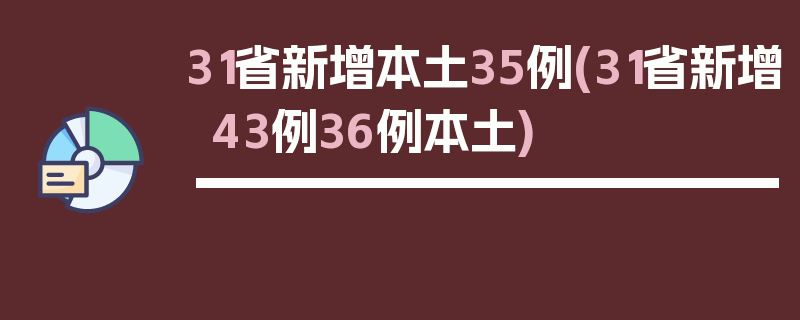 31省新增本土35例(31省新增43例36例本土)