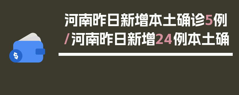 河南昨日新增本土确诊5例/河南昨日新增24例本土确