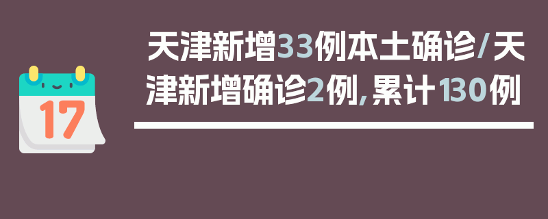天津新增33例本土确诊/天津新增确诊2例,累计130例