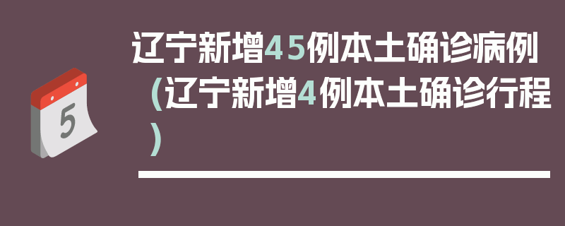 辽宁新增45例本土确诊病例(辽宁新增4例本土确诊行程)
