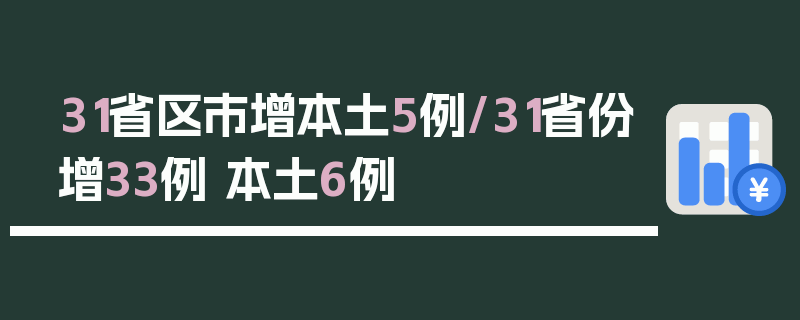 31省区市增本土5例/31省份增33例 本土6例