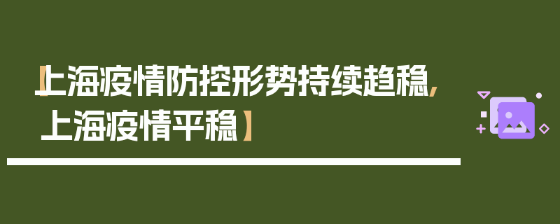 【上海疫情防控形势持续趋稳,上海疫情平稳】