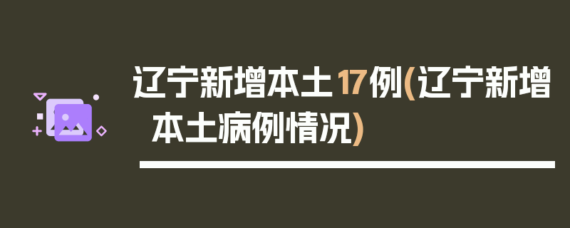 辽宁新增本土17例(辽宁新增本土病例情况)