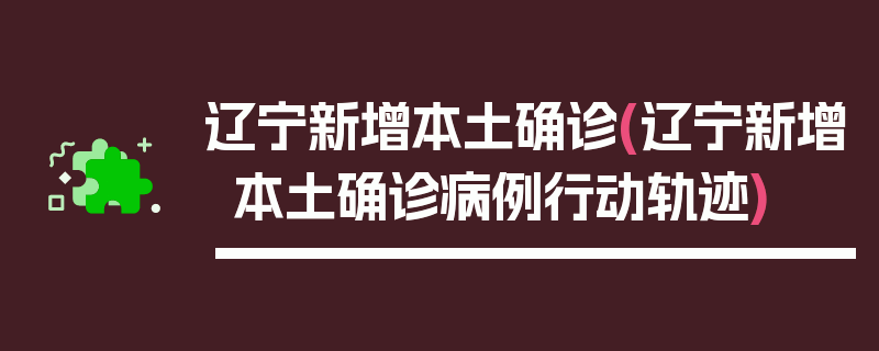 辽宁新增本土确诊(辽宁新增本土确诊病例行动轨迹)